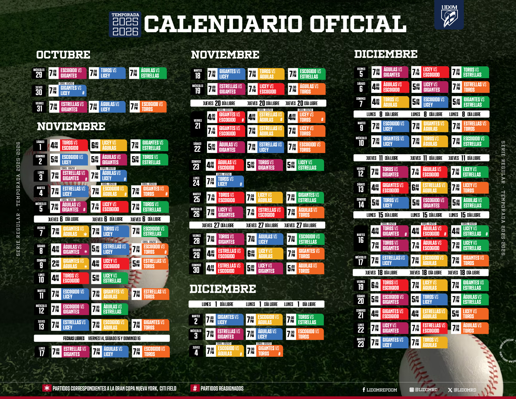 LIDOM: ¡Actualización de calendario - Remolacha - Noticias Republica  Dominicana